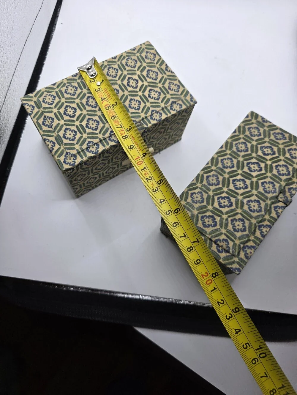 Set of 3 Vintage 1970s Chinese Silk Brocade Keepsake Boxes Green Lining Bone